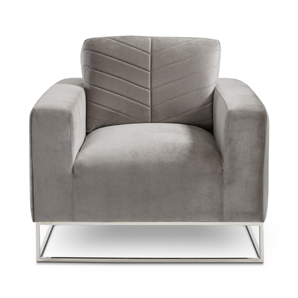 Franklin Accent Chair: Grey Velvet